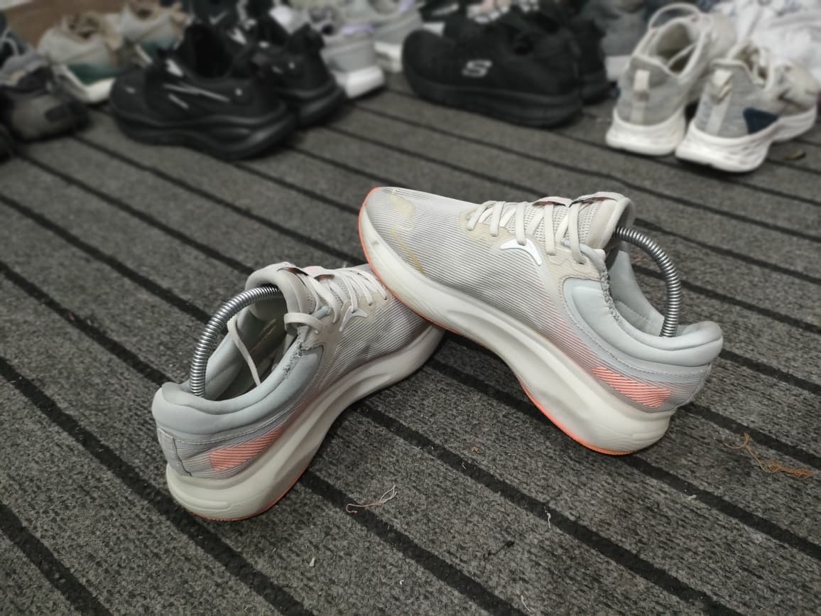 White and Orange Athletic Sneakers image 1